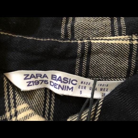 ZARA Embellished Long Sleeve Plaid Long Top Sz S - Picture 4 of 8